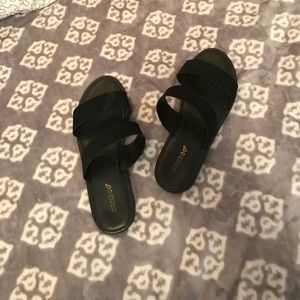 Black suede sandals